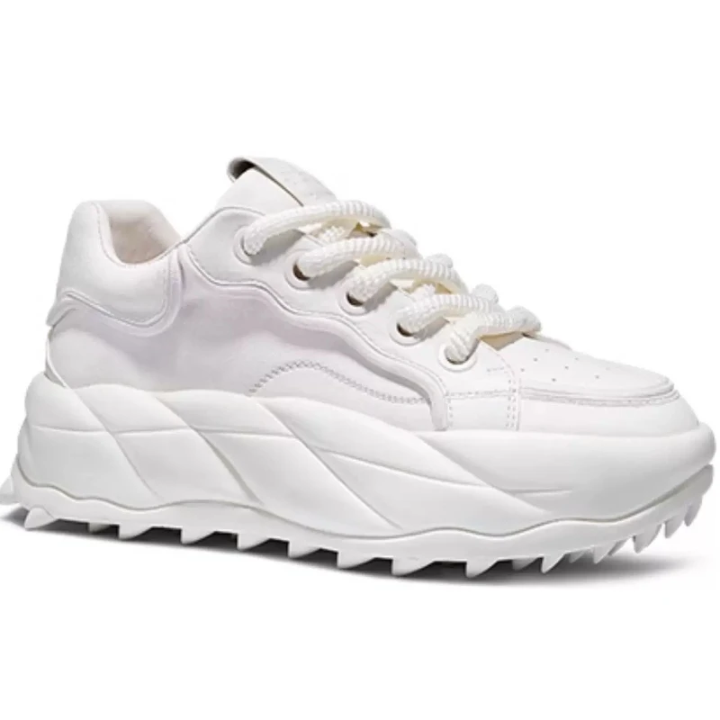 White Fashion Daddy Shoes for Men's/Women's Casual Sneakers Thick Soled Heightening Shoes Male Comfortable Anti-Slip Bread Shoes