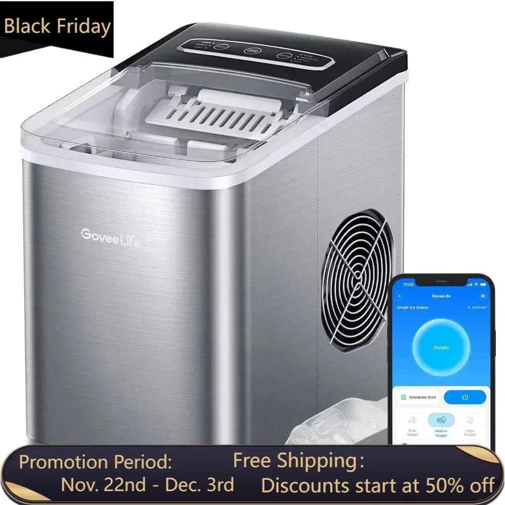 Smart Ice Makers, Portable Countertop Ice Maker Machine with Self-Cleaning, 26lbs/24Hrs, Voice Remote, with Scoop for Home Party