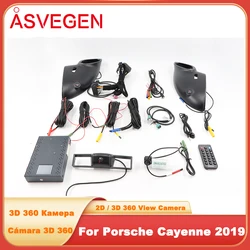 3D 360 Surround View Camera for Porsche Cayenne 2019 Only Bird Eye Reverse Rearview Cam E3 4 Way DVR Recording Monitor System