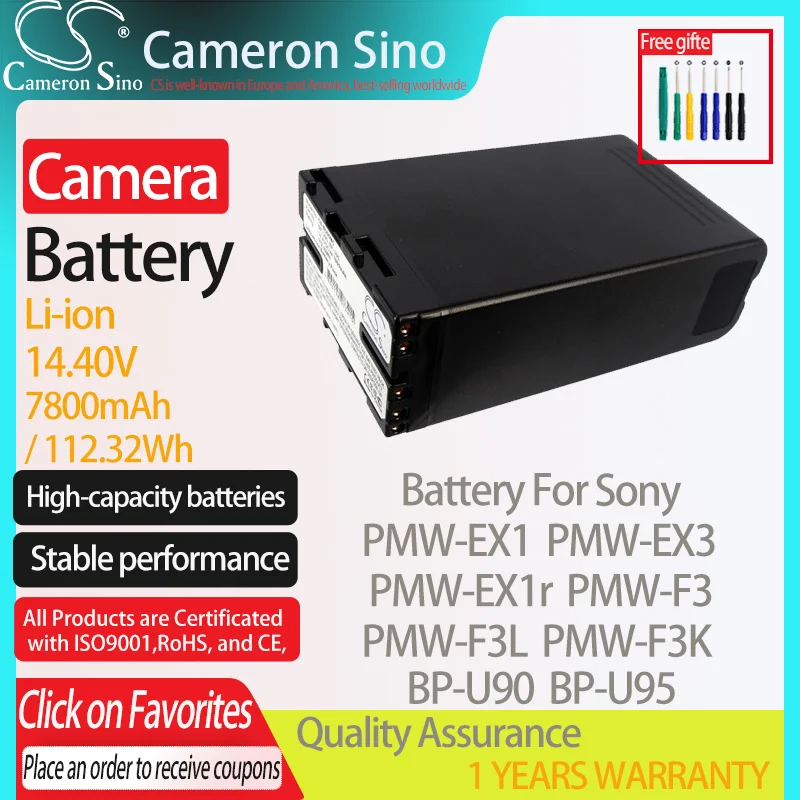 CameronSino Battery for Sony PMW-EX1 PMW-EX3 PMW-EX1r PMW-F3 PMW-F3L PMW-F3K PMW-100 fits Sony BP-U90 Digital camera Batteries