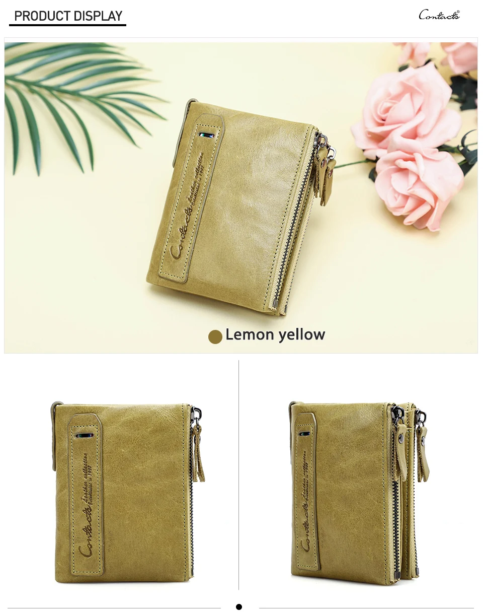 CONTACT'S Damen-Geldbörse aus Echtleder, zweifach faltbar, im Vintage-Stil, mit Münzfach und Kartenfächern – Detail 16