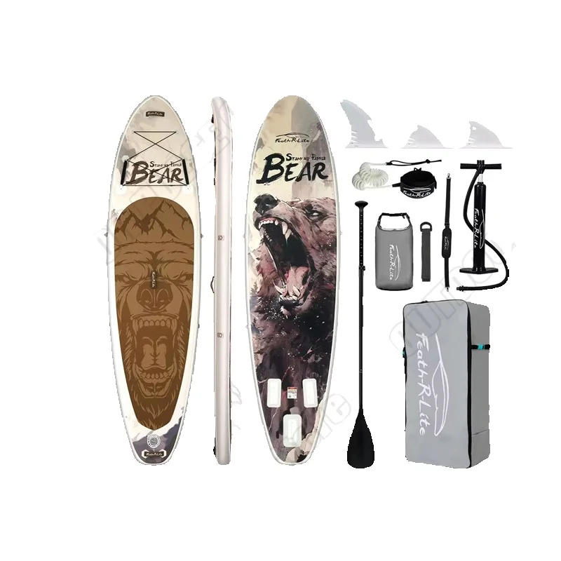 Aufblasbares Stand-Up-Paddle-Board (SUP)-Set mit verstellbarem Paddel, Pumpe, Rucksack, 3 Gleitflossen, Leash, wasserdichter Tasche, rutschfestem EVA-Deck, Kamerahalterung für Erwachsene, Jugendliche,