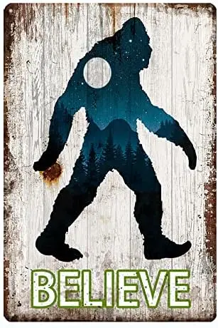 ND Believe Metal Sign Vintage Bigfoot Decorative Metal Plaque Wall For Man Cave Bar Retro Home Decor 12X8inch (YQ-048)