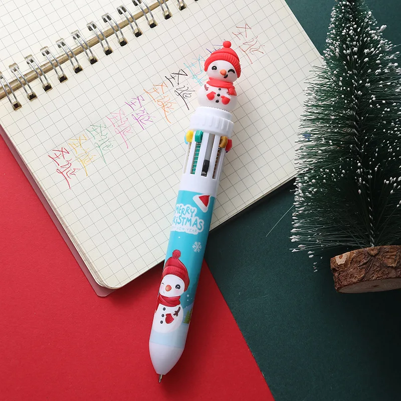 4 Pieces Christmas Ballpoint Pen Retractable Multicolor Ballpoint Pen for Kid Calss Reward Christmas Party