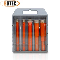 BGTEC 5pcs/box Round Shank Diamond Drill Bits Set Granite Marble Tile Dry Drilling Crowns Core Bits Dia6+6+8+10+12mm Hole Saw