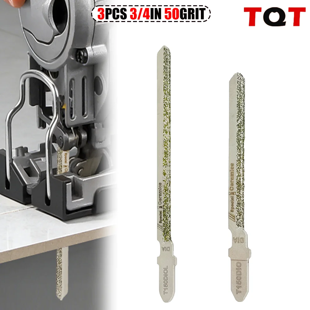 3Pcs 3/4in 100mm Jigsaw Blade t Shank Diamond Coated Jig Saw Blade 50 Grit for Granite Tile Cutting Power Tools Accessories