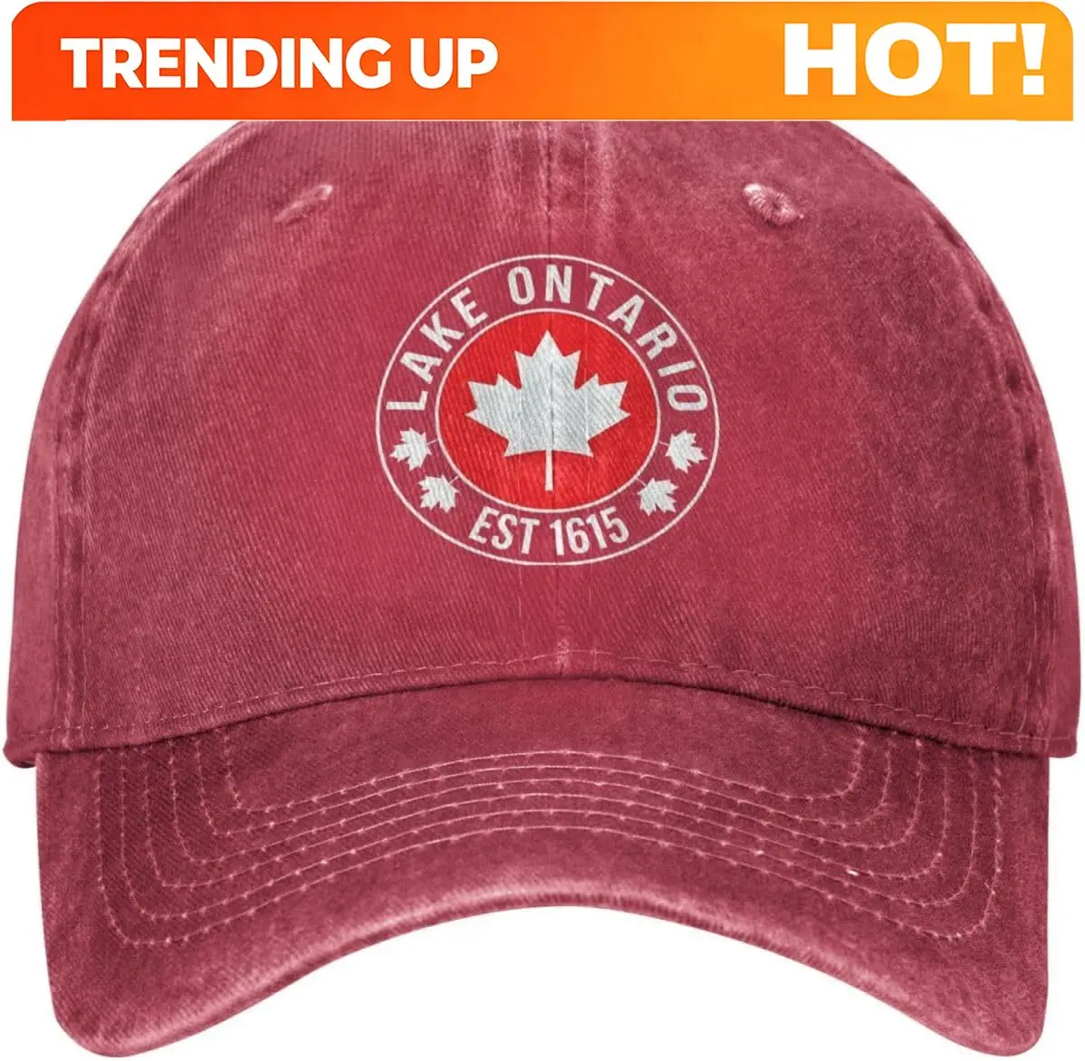 Customization Lake Ontario Canada Vintage Est 1615 Denim Hat Adjustable Baseball Cap