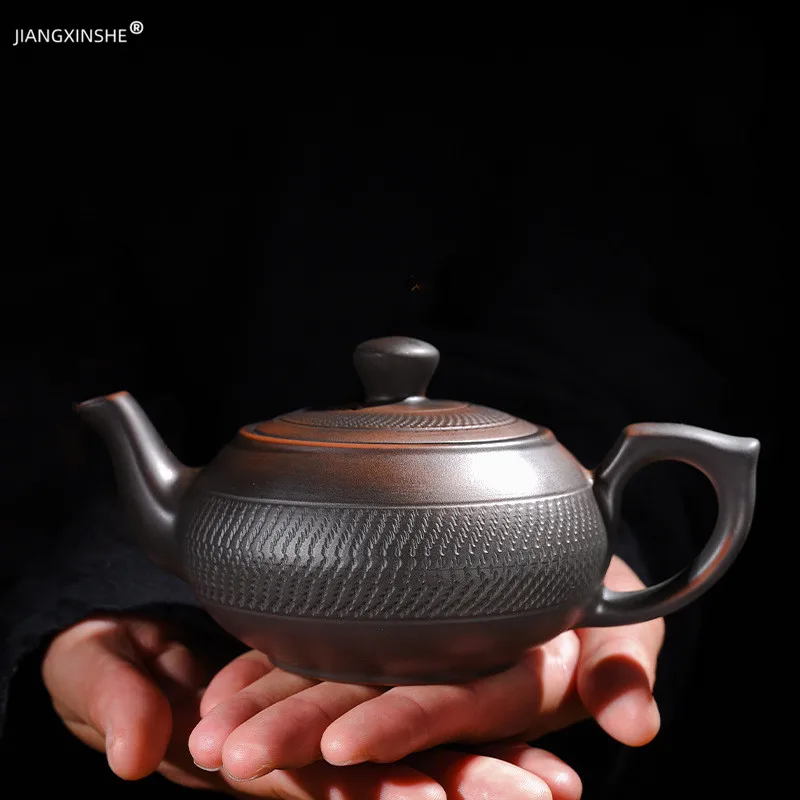 Retro High-end Purple Pottery Teapot Ceramic Household Purple Clay Single Pot Kung Fu Tea Set Jump Knife Pure Handmade Teapot