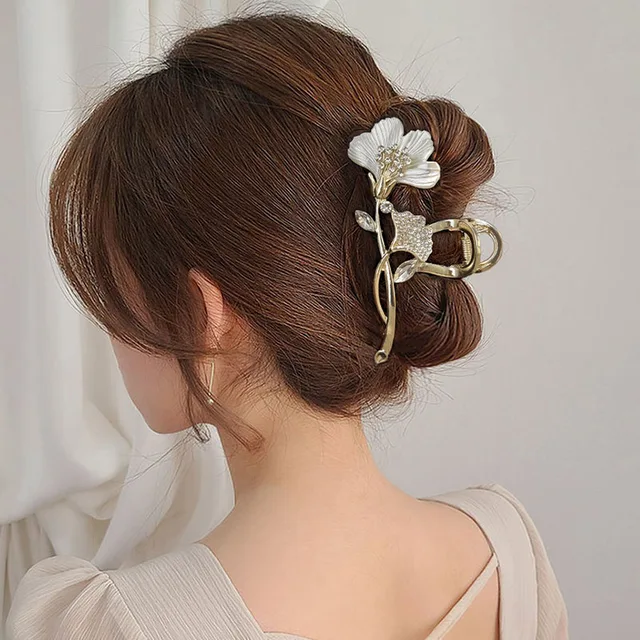Elegancka spinka do włosów Ginkgo biloba dla kobiet wykwintne metalowe kwiaty spinki do włosów moda słodki kucyk klips z pazurem AKCESORIA DLA DZIEWCZYNY