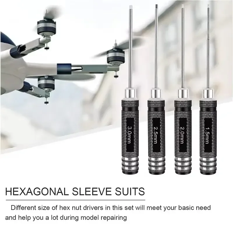 Hex Driver Set 1.5/2.0/2.5/3.0mm - RC Multi-Tool for FPV Drones, Helicopters, Cars & Boats - Repair Kit