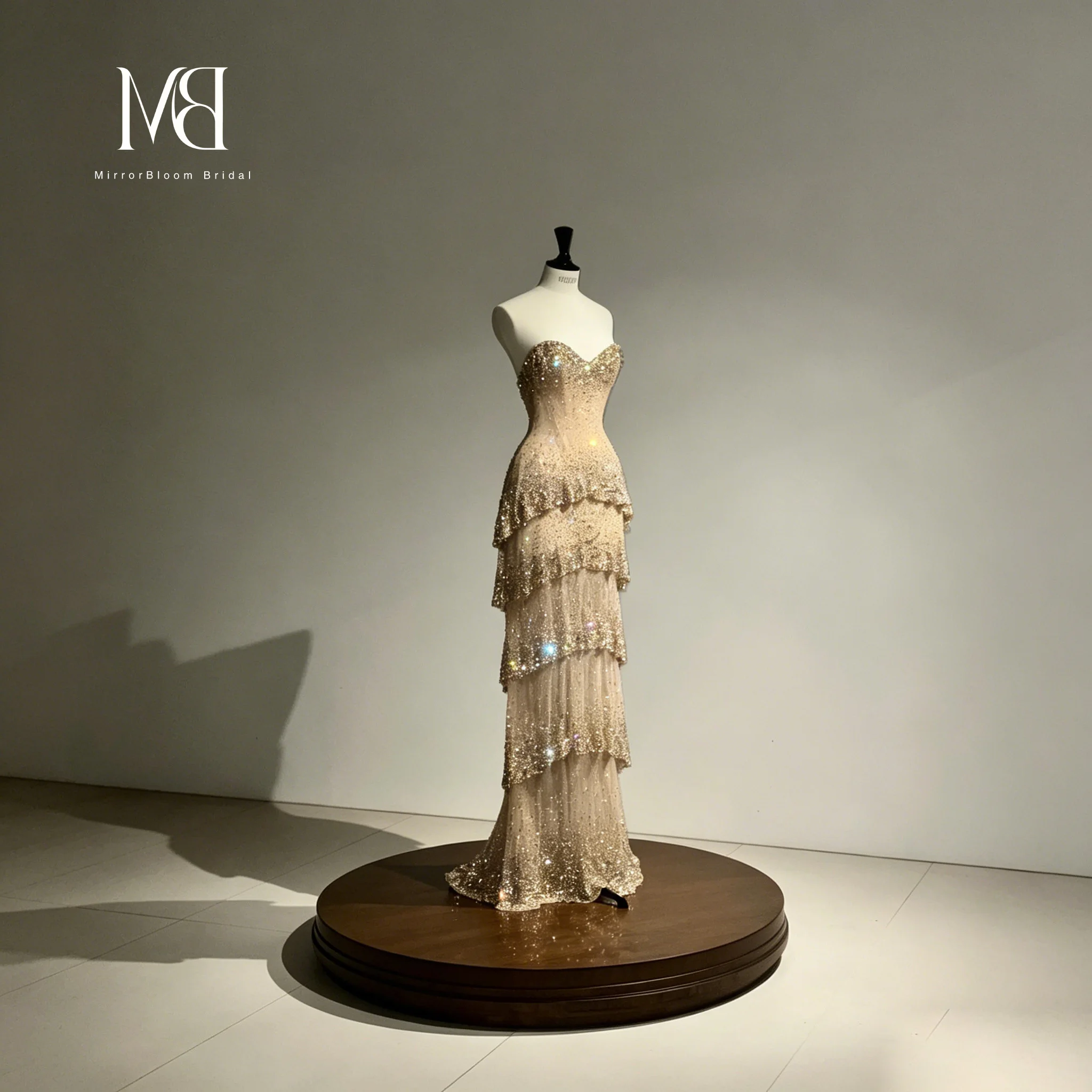 Khaki Strapless Sleeveless Lace Floor-Length Formal Gown Featuring Sequin and Beadwork Embellishments