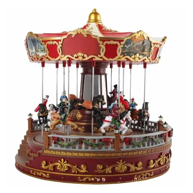 Luxury Christmas ornament, large LED Christmas music turntable, resin crafts, children's gifts, home furnishings