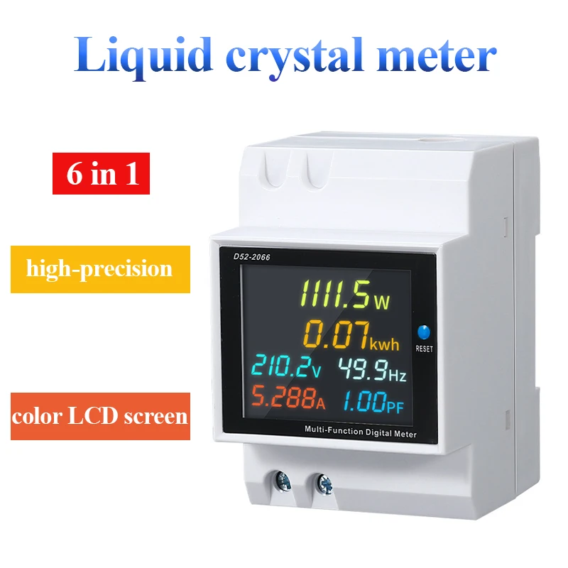 Medidor de Frequência de Energia Elétrica em Monitor ca Corrente de Tensão Fator de Potência Ativo Kwh Volt Amp 110v 220v 380v 100a