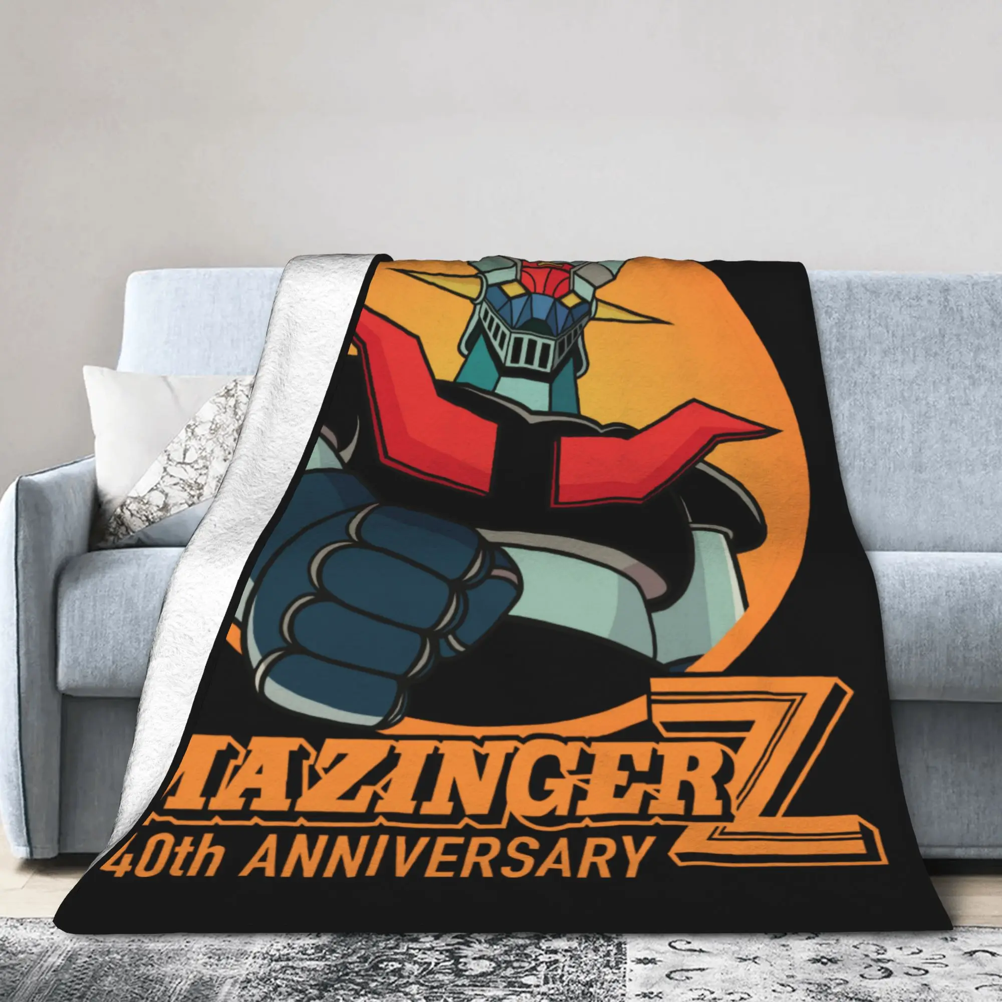 Custom Mazinger Z Blanket Warm Fleece Soft Flannel UFO Robot Anime Throw Blankets for Bedroom Couch Car Spring Autumn