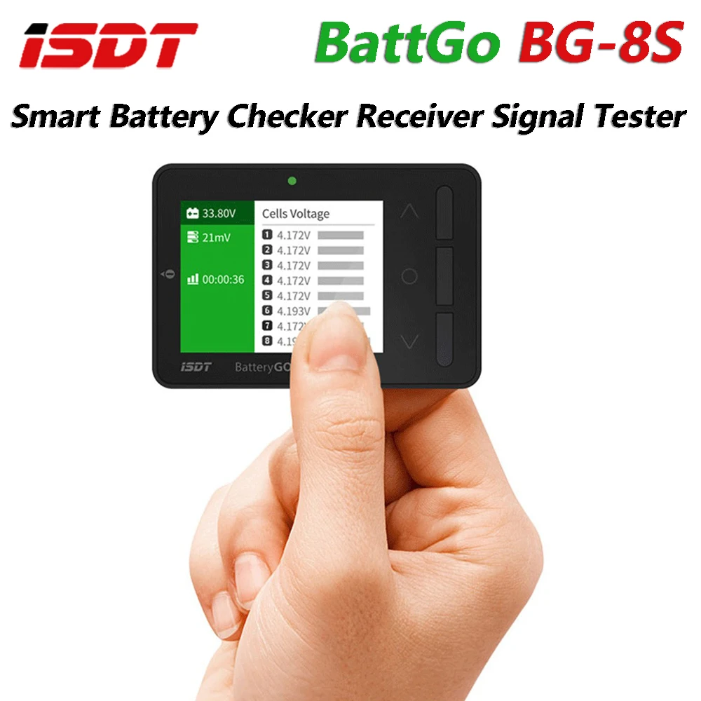 

ISDT BattGo BG-8S Smart Battery Checker Receiver Signal Tester With Color Display 2.4 Inch IPS LCD Support USB Multi Language