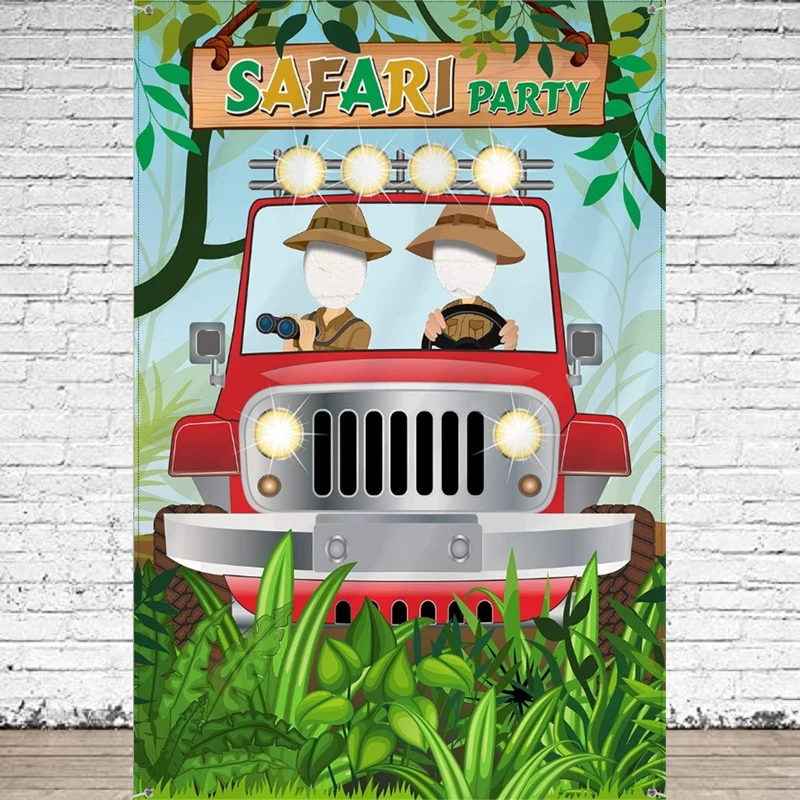 Jungle Photo Prop Photo Door Facial Cropping Banner Background Jungle Pretend To play Games Supplies For Jungle Party Decoration