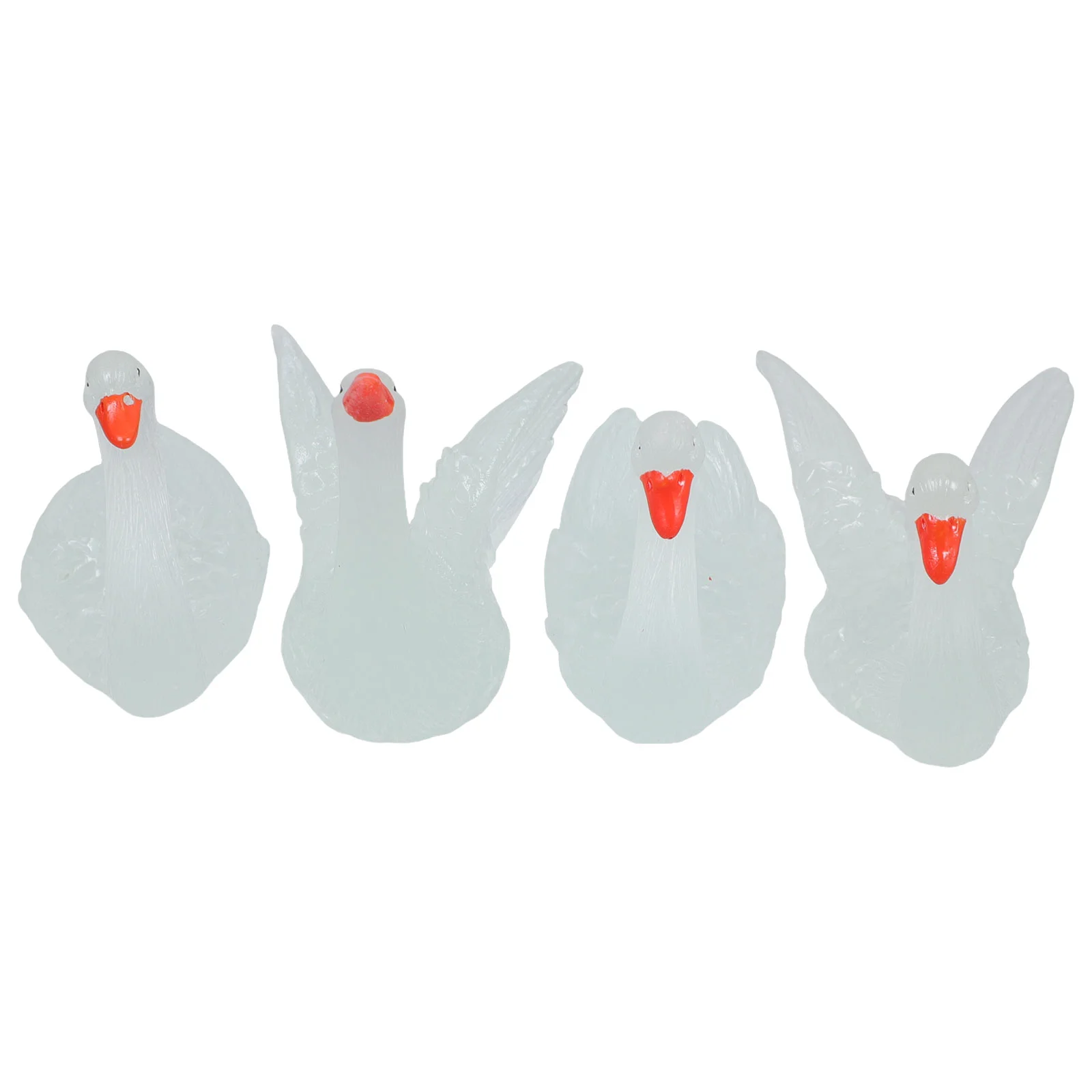 

8 Pcs Animal Luminous Swan Ornament Lovers Fish Tank Decor Resin Small Figurine Wedding