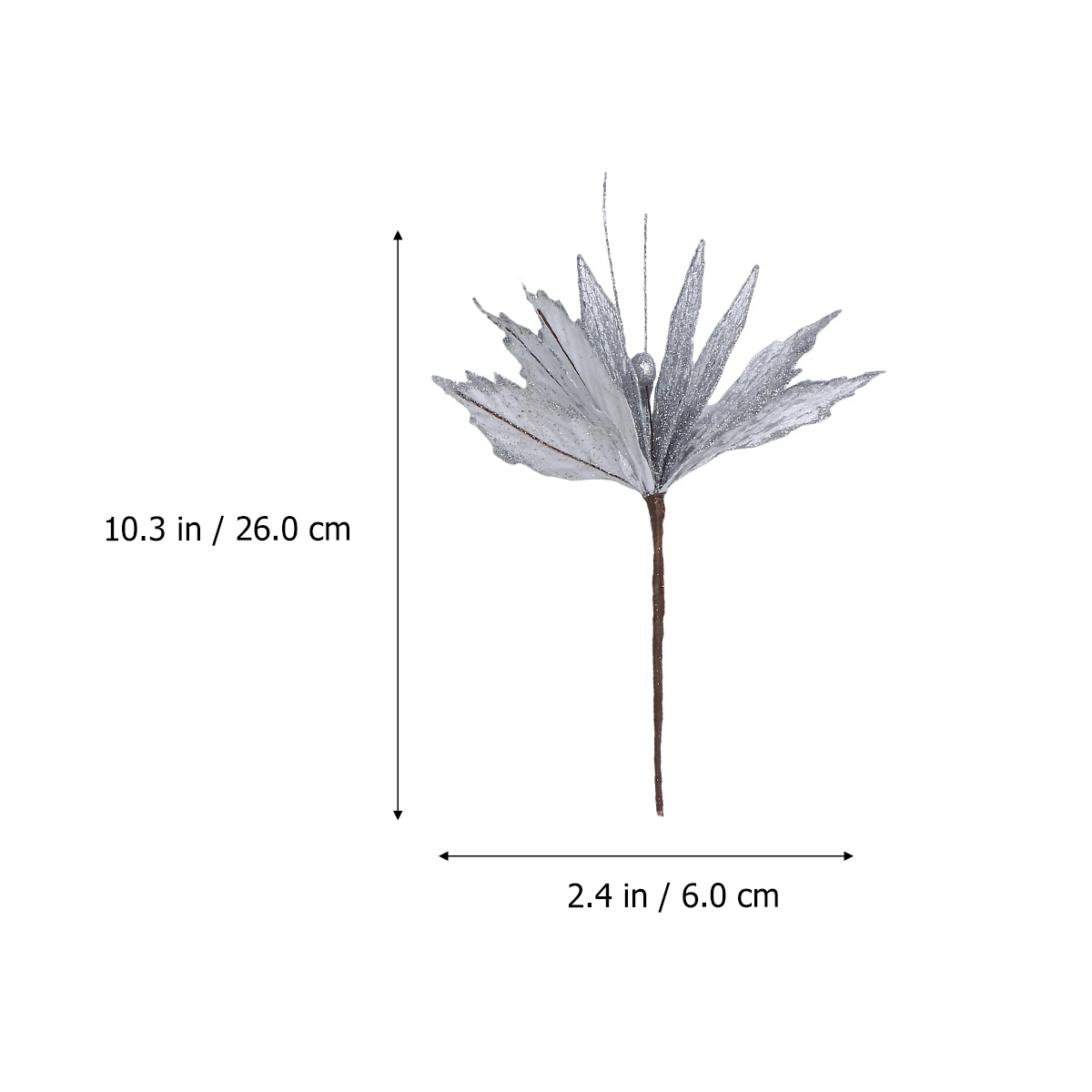 

6pcs Christmas Simulation Flower Decorations Festival Party Tree Ornaments Silver Glitter Cloth Fake Flowers For Wall Door Fan