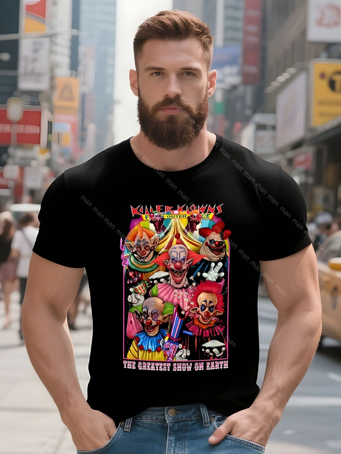 

KILLER KLOWNS GREATEST SHOW Movie Art T Shirt Horror Comedy B Black