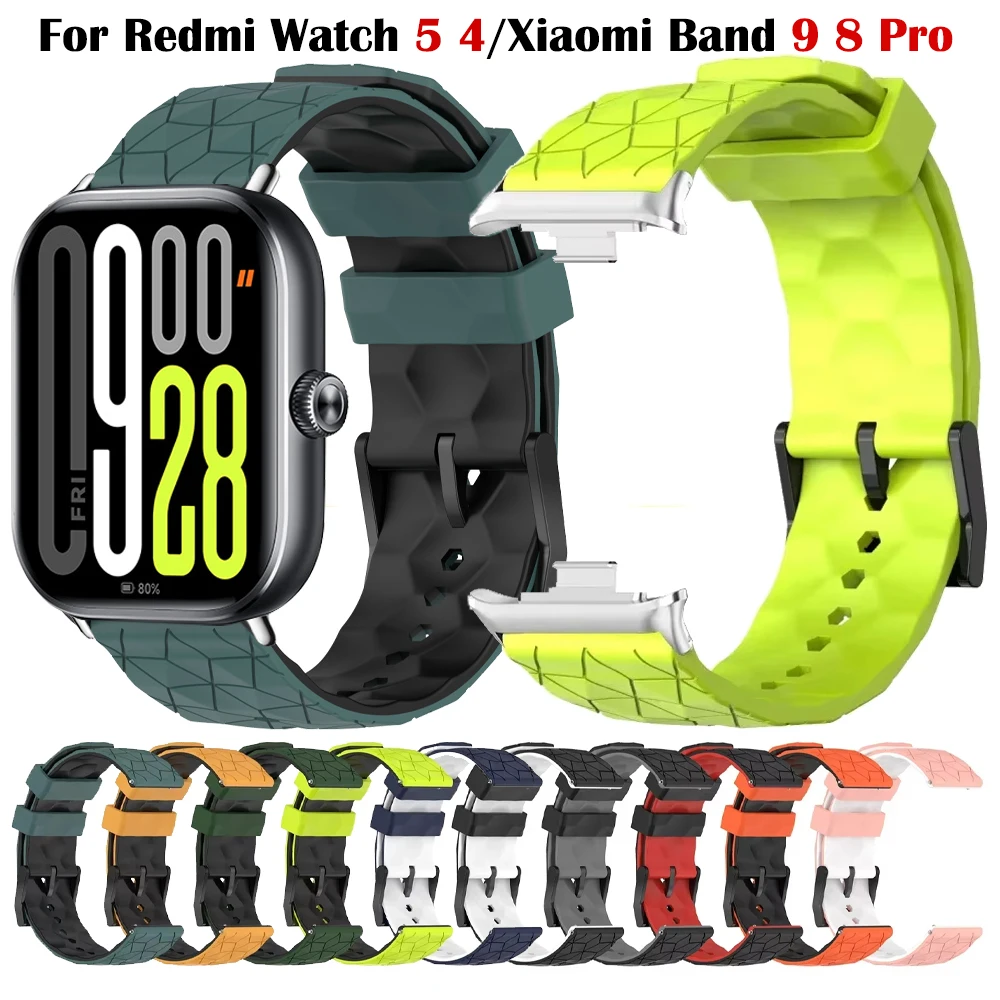 Silikonarmband für Redmi Watch 5/4 Smartwatch Fußballmuster Handgelenkband für Xiaomi Mi Band 9 Pro/Mi Band 8 Pro Sportarmband
