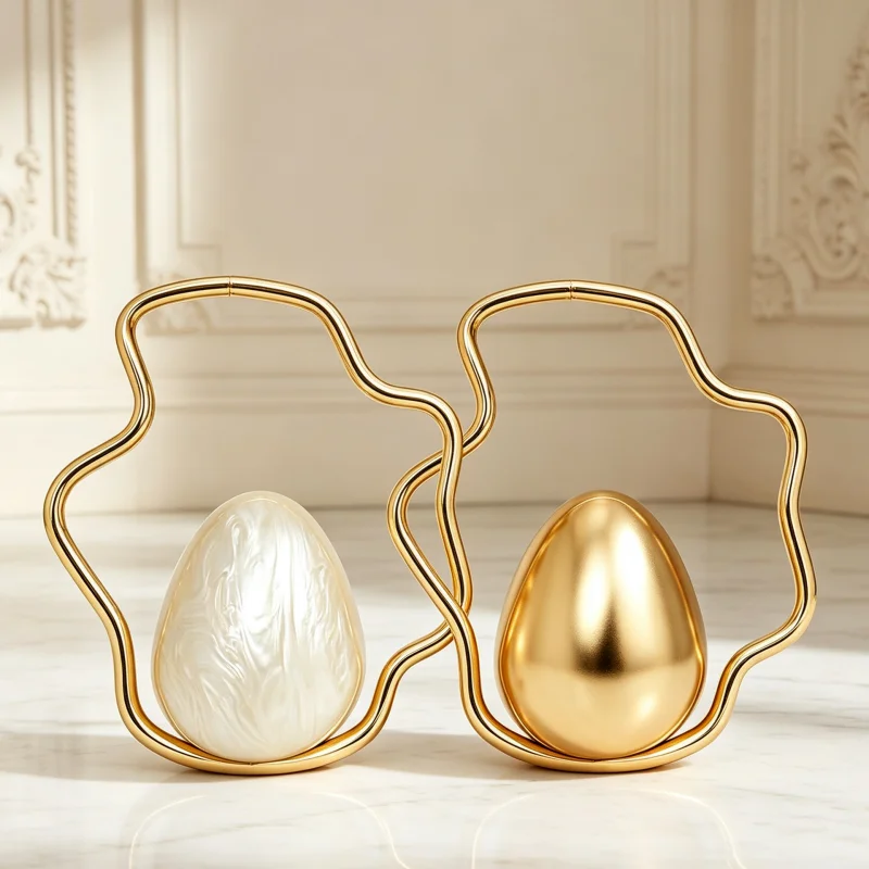 European Creative Egg Shape Acrylic Handbag Irregular Wave Metal Handle Marble Texture Clutch Bag Women Elegant Evening Bag