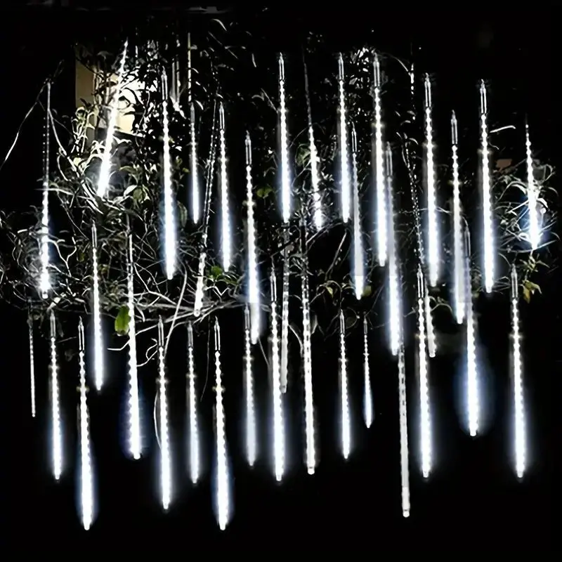 Meteor Shower LED String Fairy Light, 8 tubos, 30 cm, 50cm, UE, EUA Plug, Decoração do casamento, Jardim Luz, Decoração de Natal