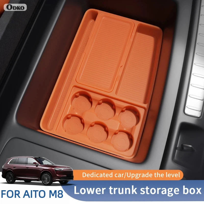 For AITO M8 6Seat 2025 2026 Trunk Storage Box Tail Box Leveling Organizer Interior Modification Special-Fit Interior Accessories