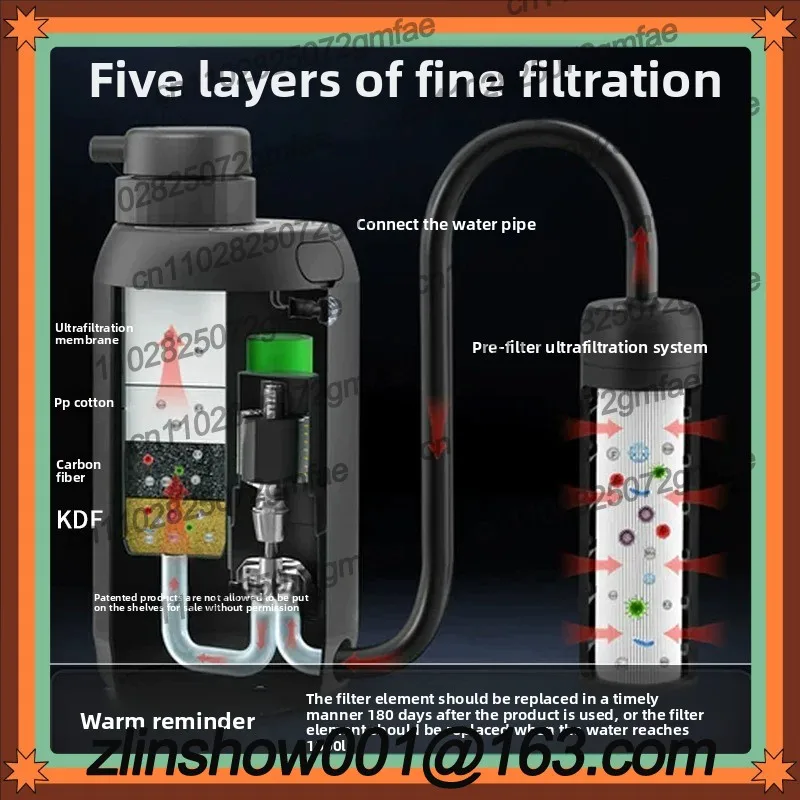Outdoor water purifier, portable direct drinking filter, individual survival river water electric outdoor drinking water filter
