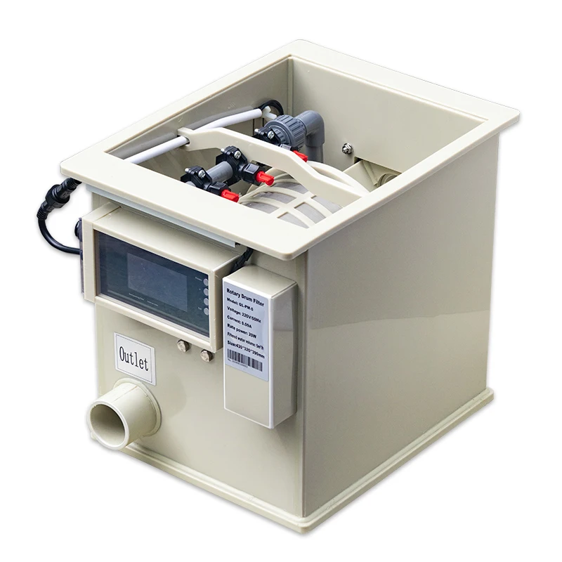 

Qihang New Design Mini Rotary Drum Filter 110v 220v 5m3hr Aquarium Fish Tank Gravity Feed Pond Filter Aquaculture Equipment