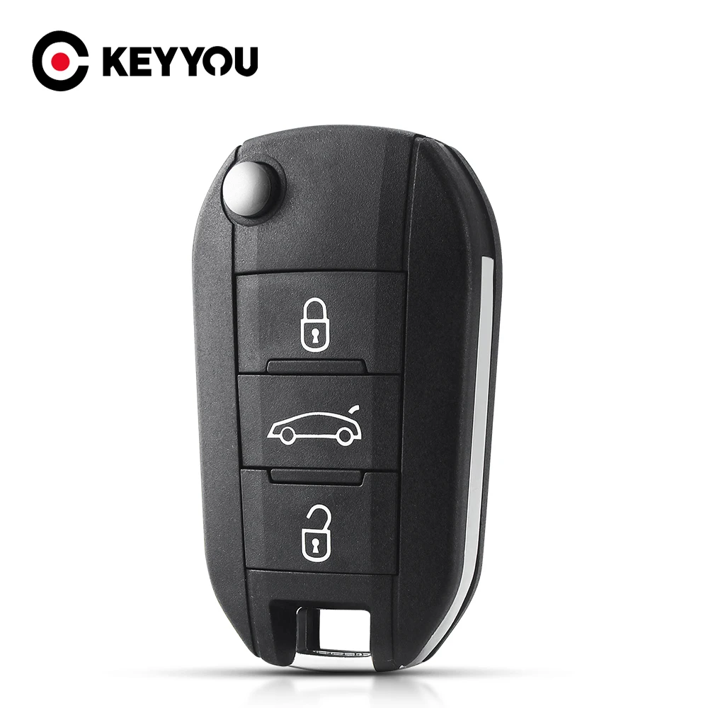 

KEYYOU Remote Key Shell Case For Peugeot 208 2008 301 308 508 5008 RCZ For Citroen C-Elysee C4-Cactus Headlight Middle 3 Buttons