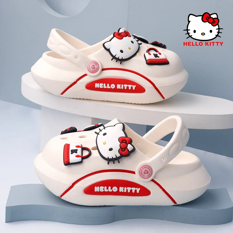 Hello Kitty Children\'s Slippers Girls Fashion Anti-slip Beach Shoes Kids Soft Bottom Home Shoes Garden Shoes Slipper