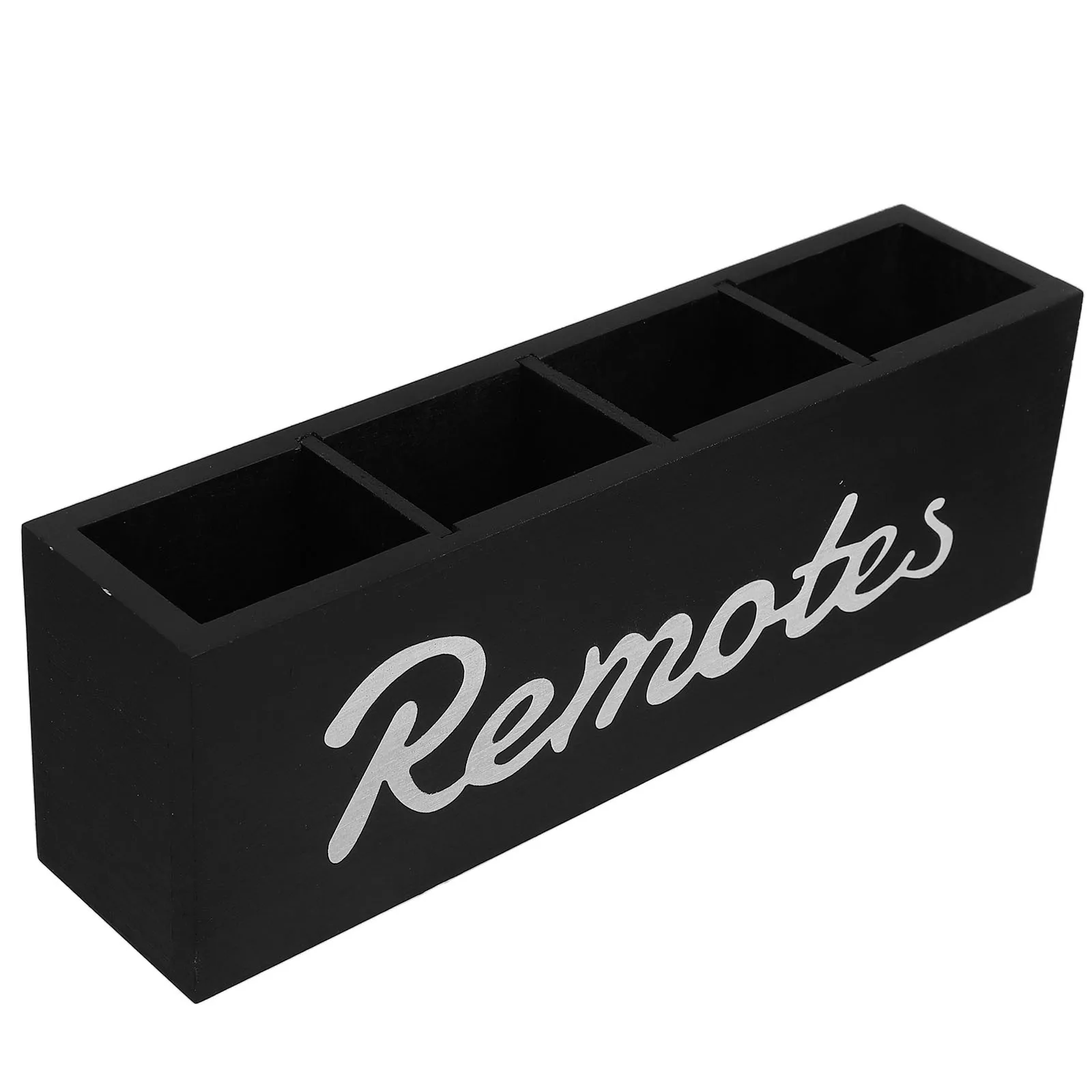 

Wooden Remote Control Storage Box Black Desk Caddy Organizer Wall Mount Remote Holder Pen Pencil Desk Organizer