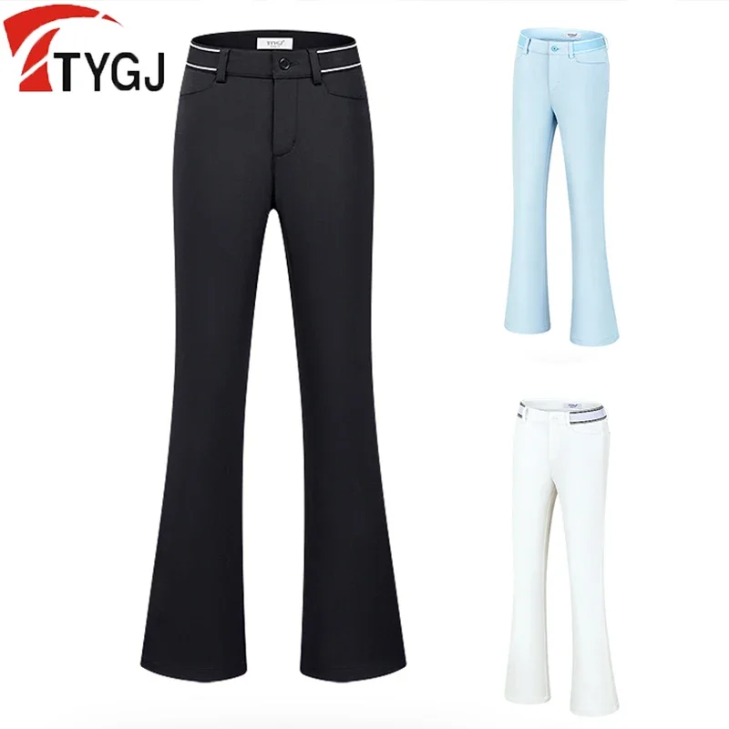 TTYGJ Golf Pants Women Spring Summer Thin Ball Pants Flared Sweatpant Golf Clothing Ladies Elastic Waist Slim Sports Trousers