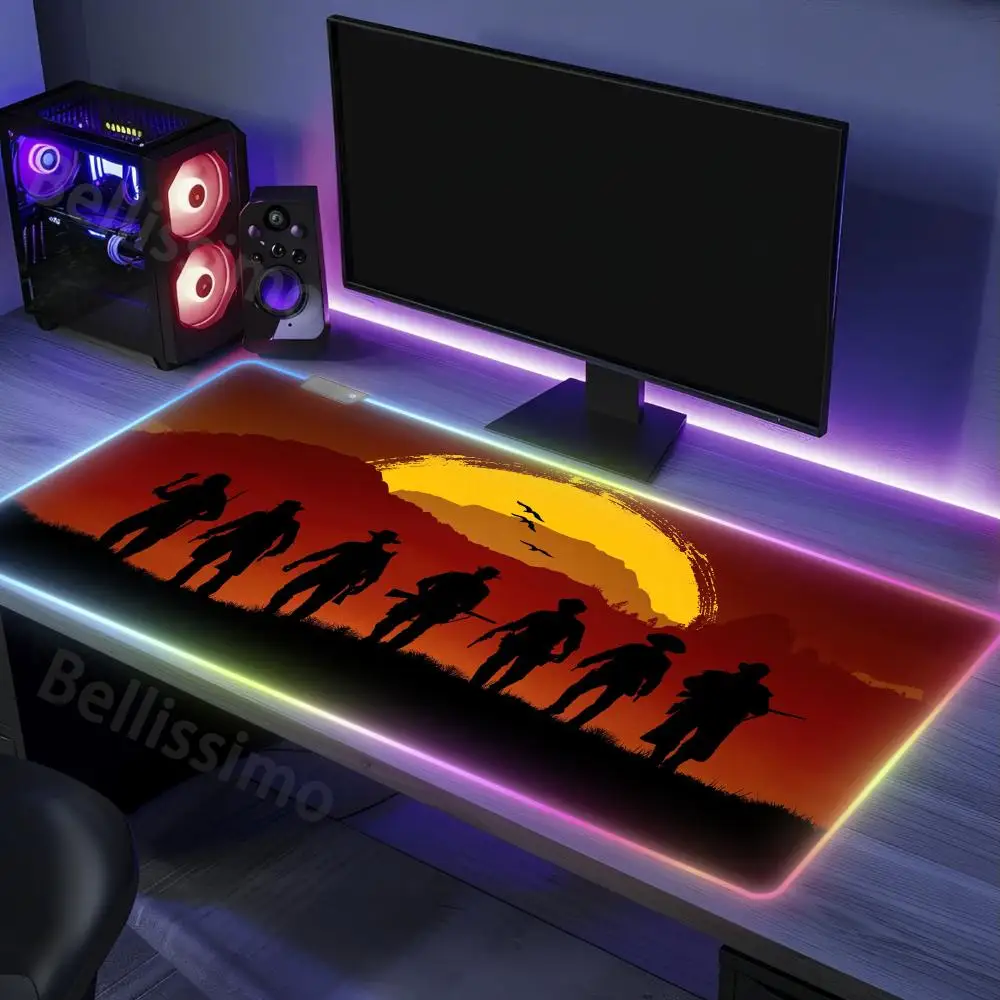 

Red Dead Redemption 2 RGB Rubber Keyboard Pad Protector Mats Gaming LED Computer Mouse Pad Gamer Laptop Accessories Table Mat