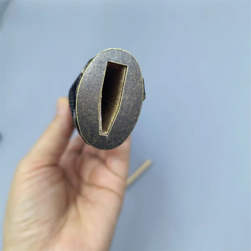 26CM TSUKA HANDLE ALLOY FUCHI MENUKI KASHIRA BLACK SILK ITO FITTINGS FOR JAPANESE SWORD SAMMURAI KATANA HILT PARTS NICE - view 6