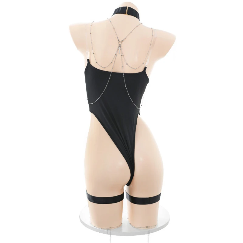 AniLV Women Body Chain Breast Clip Bodysuit Lingerie Set Temperament Outfits Erotic Costumes