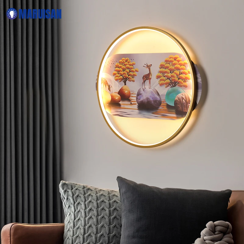 Painting Wall Lamp Modern Abstract Round Porch Art Decoration Mural Lamp Living Room Bedside Painting Lamp Led Restaurant