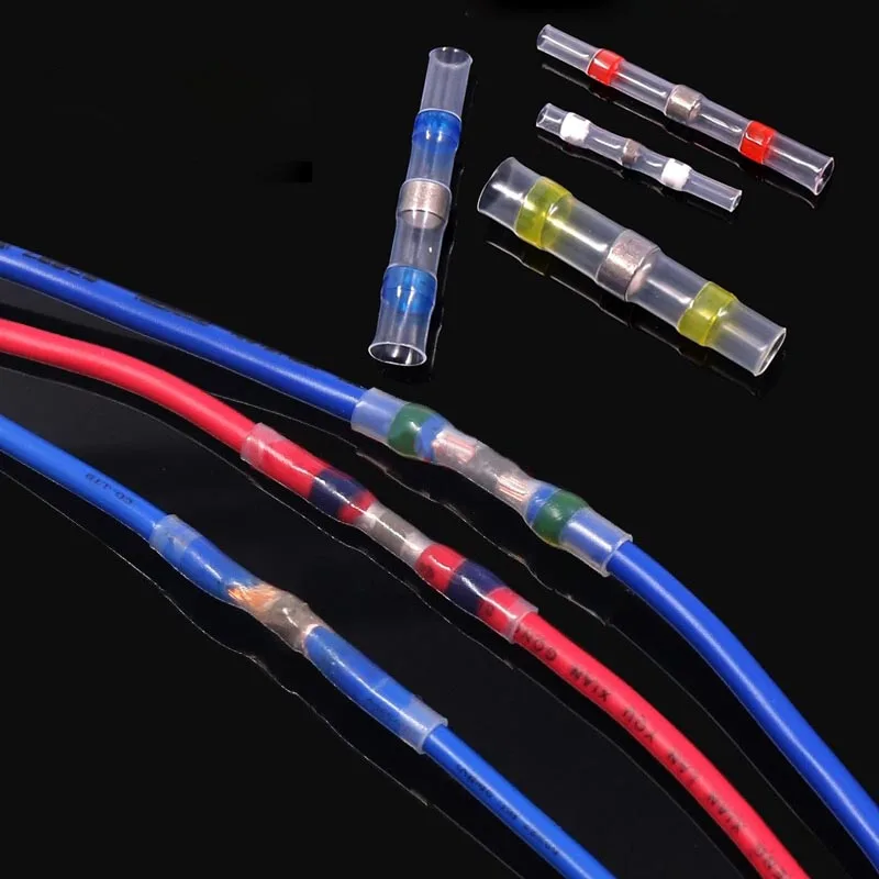 Heat Shrinkable Wire Connectors SST21 Waterproof Sleeve AWG22-18 Butt Electrical Splice Tinned Solder Seal Terminal