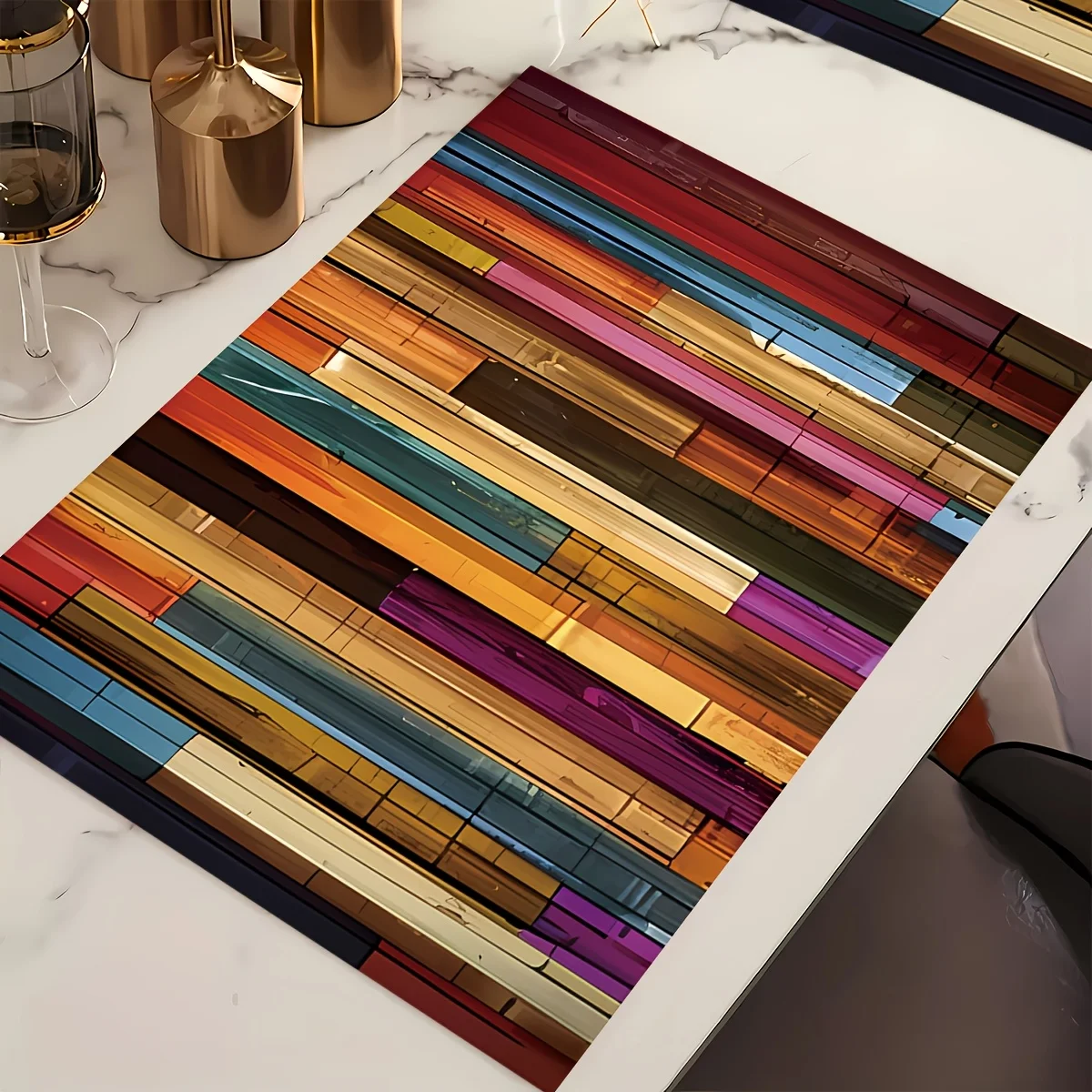 VIKAMA 4-teiliges Tischsets in Regenbogenfarben für Zuhause, Esstisch, Freunde, Sammeln, Café-Dekor, Tischsets