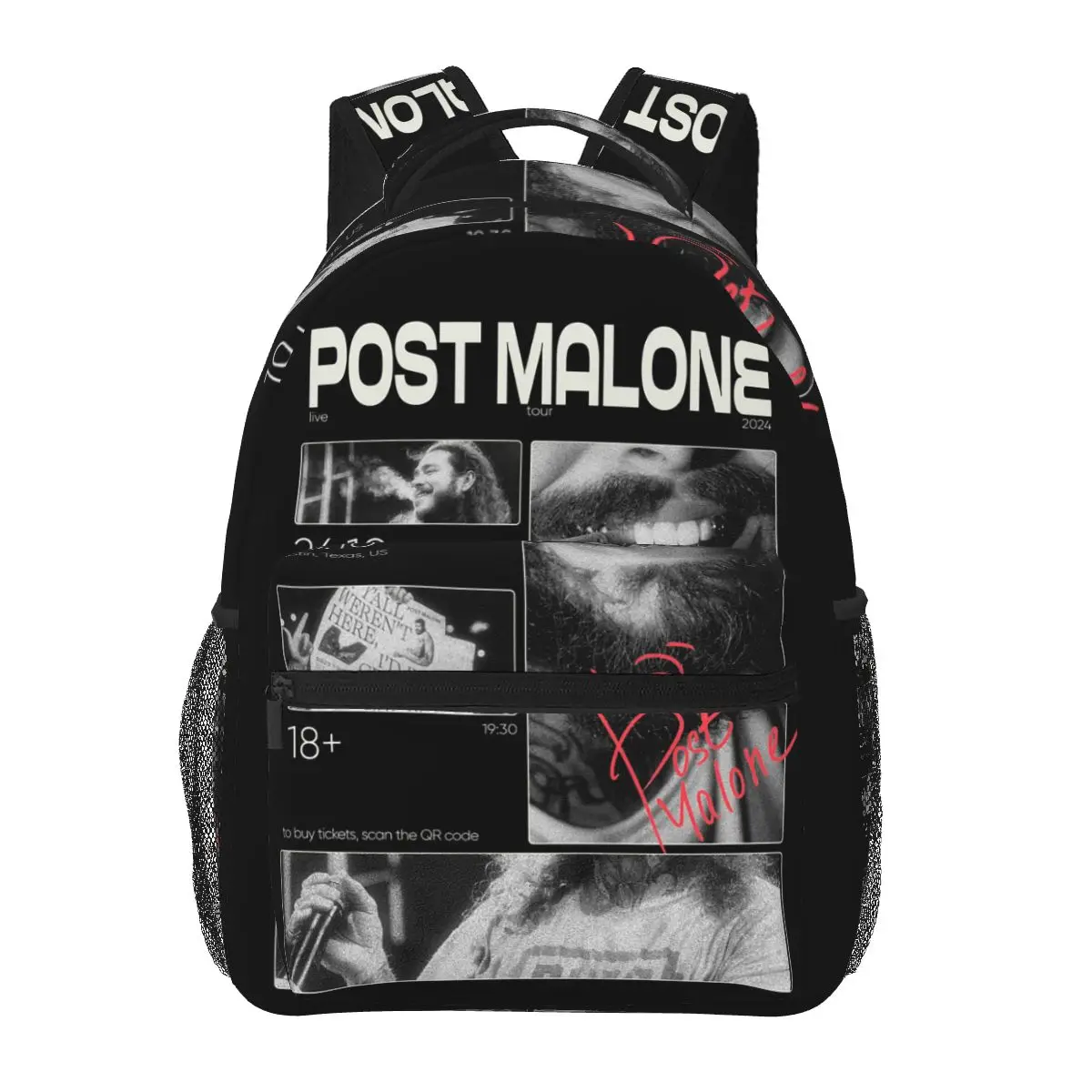 Post Malone European And American Street Rock Rapper Portrait Backpacks Boys Girls Bookbag School Bags Rucksack Shoulder Bag