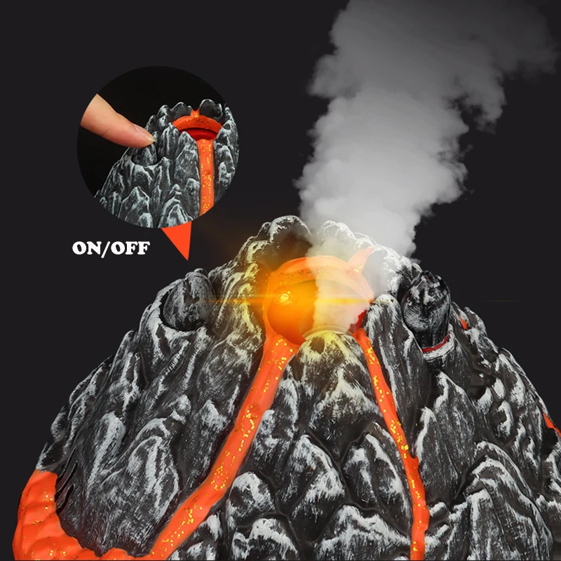 Modelo de volcán de simulación divertido, juguete de escena de erupción de volcán con aerosol iluminado con sonidos de dinosaurio, regalos de cumpleaños y vacaciones para niños