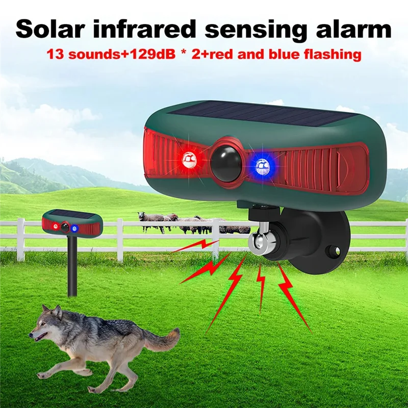 

A37T-Utdoor Security Alert System Solar Sensitive PIR Motion Sensor Barking 129Db Sound Warning