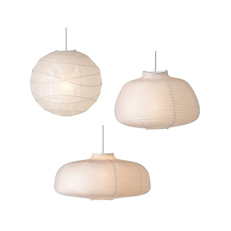 Japanese Paper Chandelier Spherical White Paper Pendant Lights Moon Hanging Lamp for Living Room Bedroom Dining Indoor Lighting