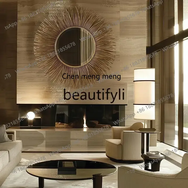 

2003European round decorative mirror retro wall-mounted mirror living room wall-mounted French dressing mirror