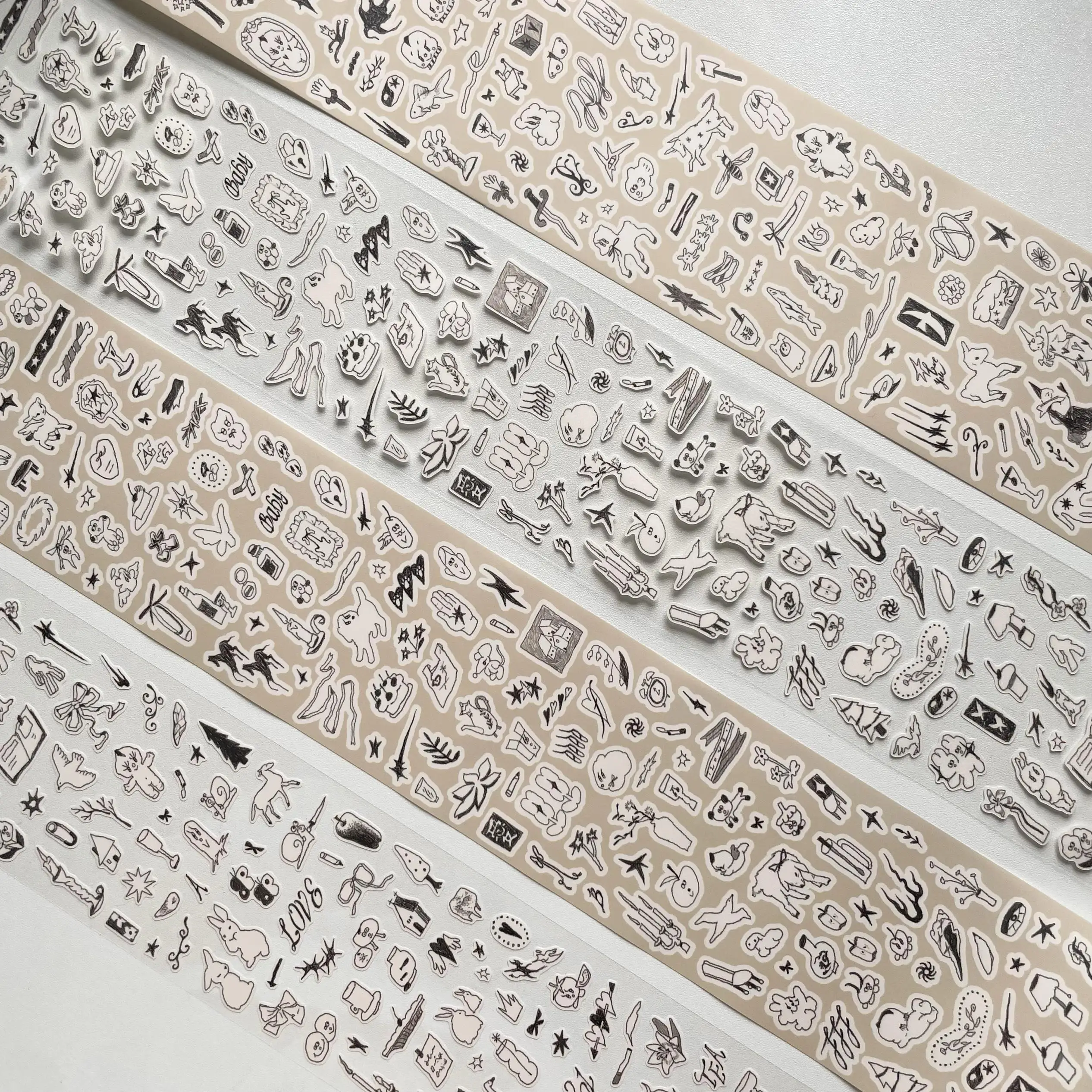 50 Designs Basic Journal Planner Collection Small Sand Dune Concentric Circle Basic Symbol Dot Planner Die-Cut Tape Stickers