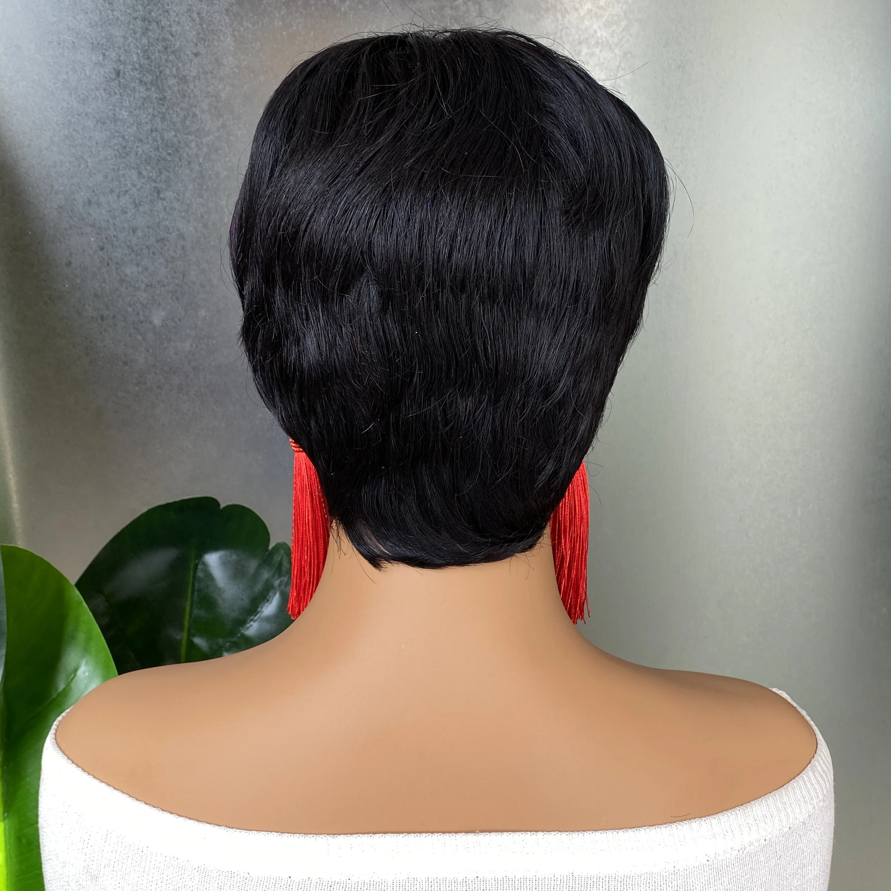 الجملة البرازيلي بيرو الهندي ريمي الشعر البشري 1B الأرجواني قصير متموج عابث قطع نمط آلة صنع شعر مستعار #6