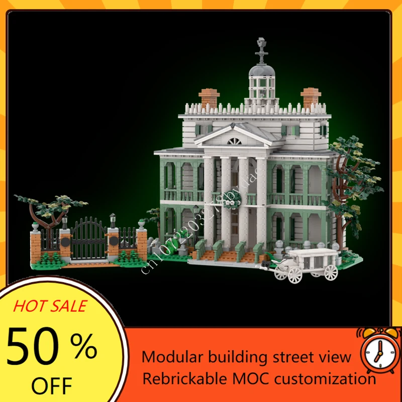 

4255 шт. особняк с привидениями, модульный MOC, креативный вид на улицу, пазлы на заказ, архитектура, сделай сам, образование, сборная модель, игрушки, подарки