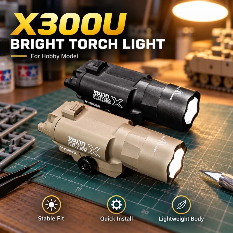 Nylon X300U Bright Rail Attached Flashlight, Model Lighting Part for Hobby DIY Building Projects