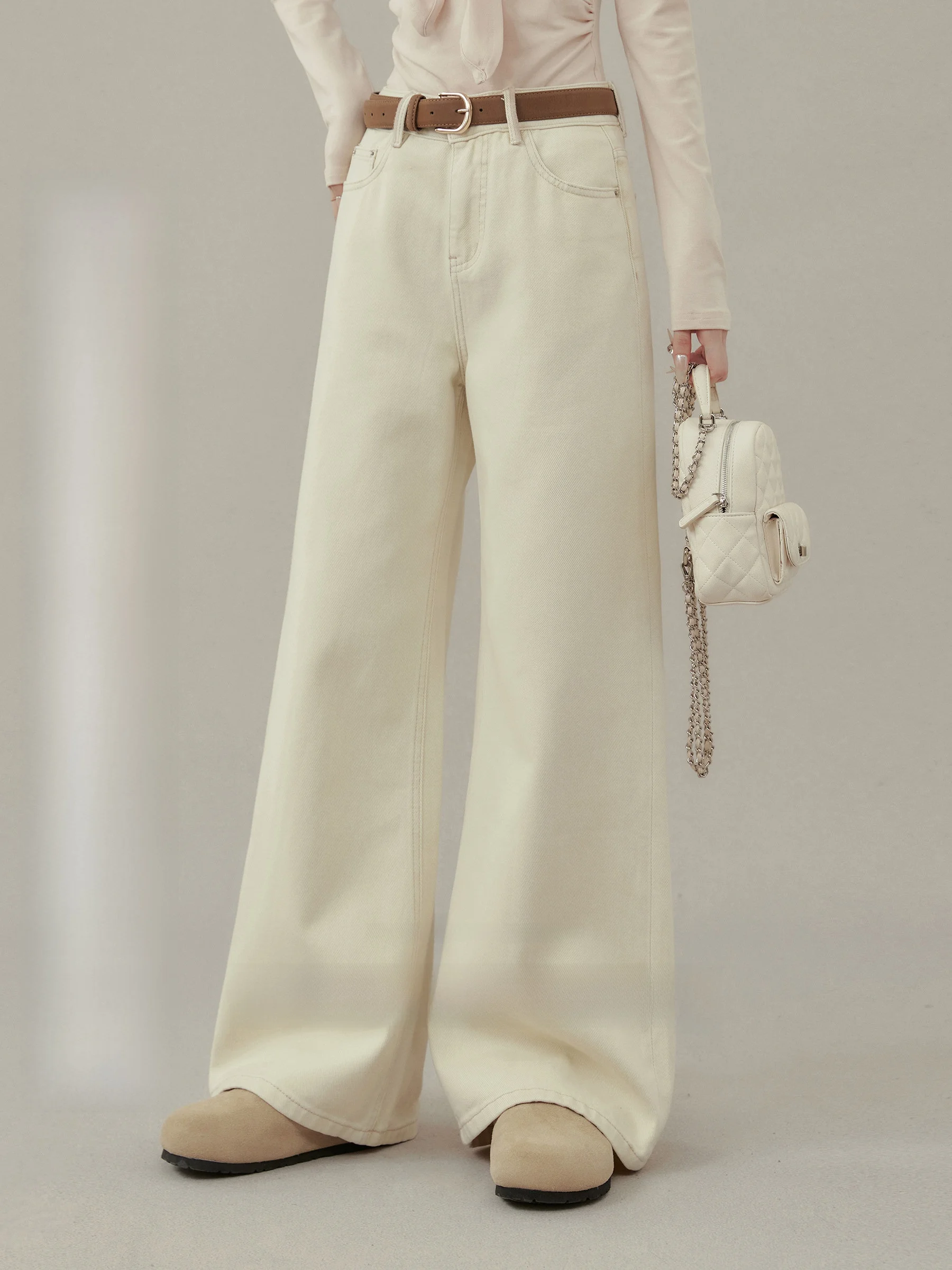 

Белые широкие повседневные брюки для женщин больших размеров, свободные, удобные, новые, модные, для работы, с высокой талией, на молнии, в корейском стиле