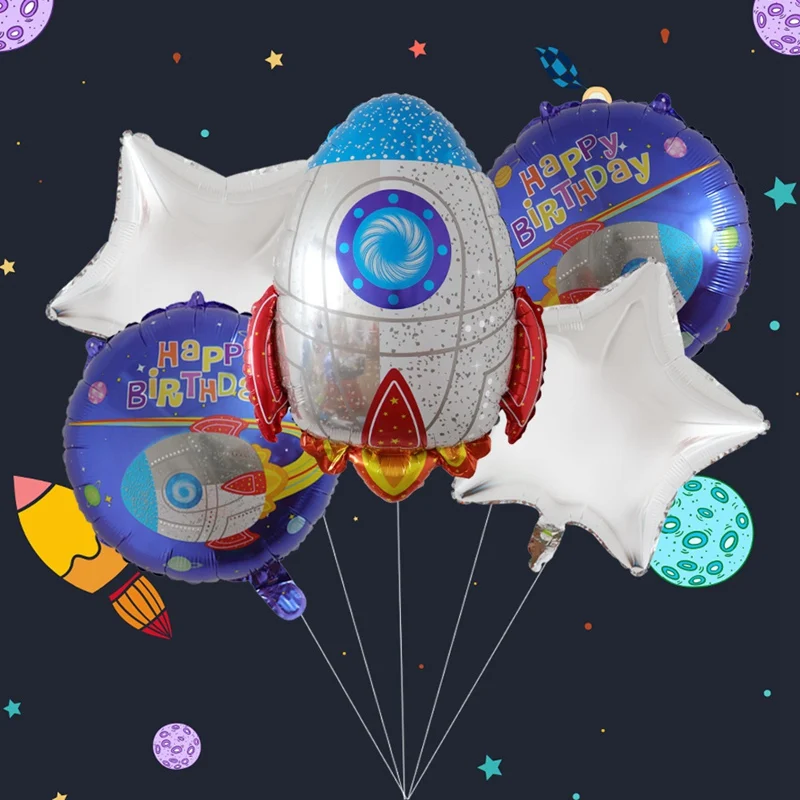 Outer Space Balloon Garland Arch Kit Explore Theme Party Boy Kids Birthday Party Decor Astronaut Rocket Ship Foil Balloons 